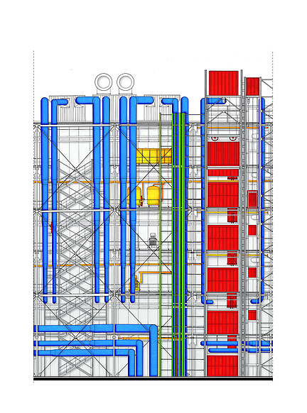 Lithographie Renzo Piano et Richard Rogers - Centre Pompidou