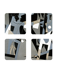 Set of 4 Picasso Drip mats - Arlequin et femme au collier | Cubism
